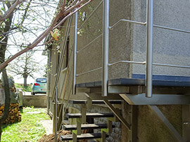  Treppengeländer f. außen mit Doppelholmtreppe aus Edelstahl 